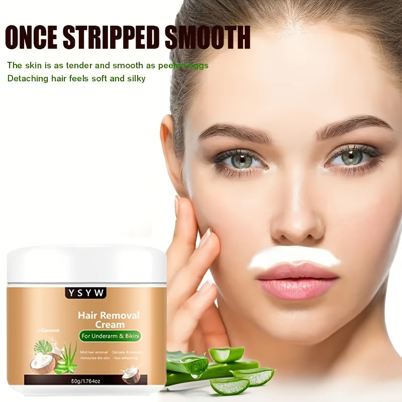 Single-use, 6-month Long-lasting Smoothness, Cooling and Icy Sensation, a Summer Essential. 50G Coconut Hair Removal Cream for Both Men and Women, Quick Hair Removal, Easy Application, Instant Results, Semi-permanent Hair Removal, Smooth with No