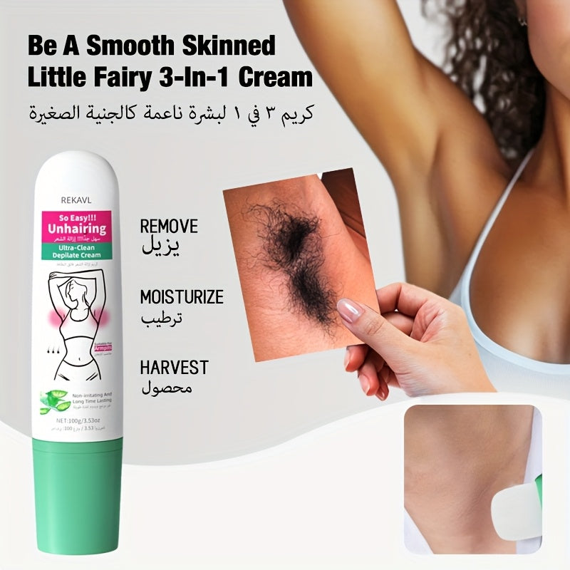 3-Month Long-Lasting Hair Removal Cream | Aloe and Avocado, Rotating Brush Head and Scraper, Instant Hair Removal, Smooth and Leave-No-Residue, Ideal for Armpits, Face, Lips, Legs, and Private Areas, Portable, Perfect for Gifts