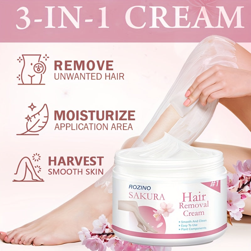 Instant Clean, Instant Smoothness - Women's Cherry Blossom Scented Intensive Hair Removal Cream 50g. Gentle Ingredients, Painless and Non-irritating Hair Removal. Quick 5-minute Hair Removal Without Damaging the Skin. Instant Hair Removal