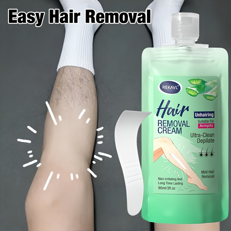 Leg Ultra-Clean Hair Removal Cream Fast Clean Long-Lasting Summer Hair Removal No Black Spots Multi-Area Use with Scraper Gentle Hair Removal with Aloe Vera Coconut Oil Plant-Based Ingredients Underarm Legs Hands Arms Body Intimate Full Body Hair Re
