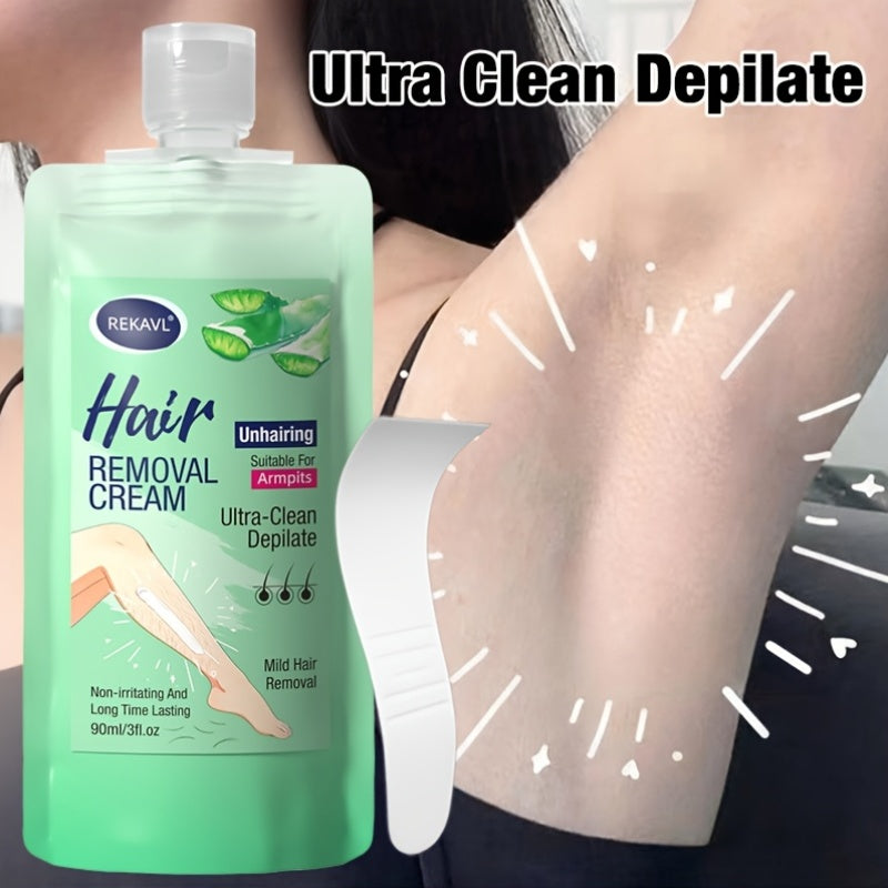 Leg Ultra-Clean Hair Removal Cream Fast Clean Long-Lasting Summer Hair Removal No Black Spots Multi-Area Use with Scraper Gentle Hair Removal with Aloe Vera Coconut Oil Plant-Based Ingredients Underarm Legs Hands Arms Body Intimate Full Body Hair Re