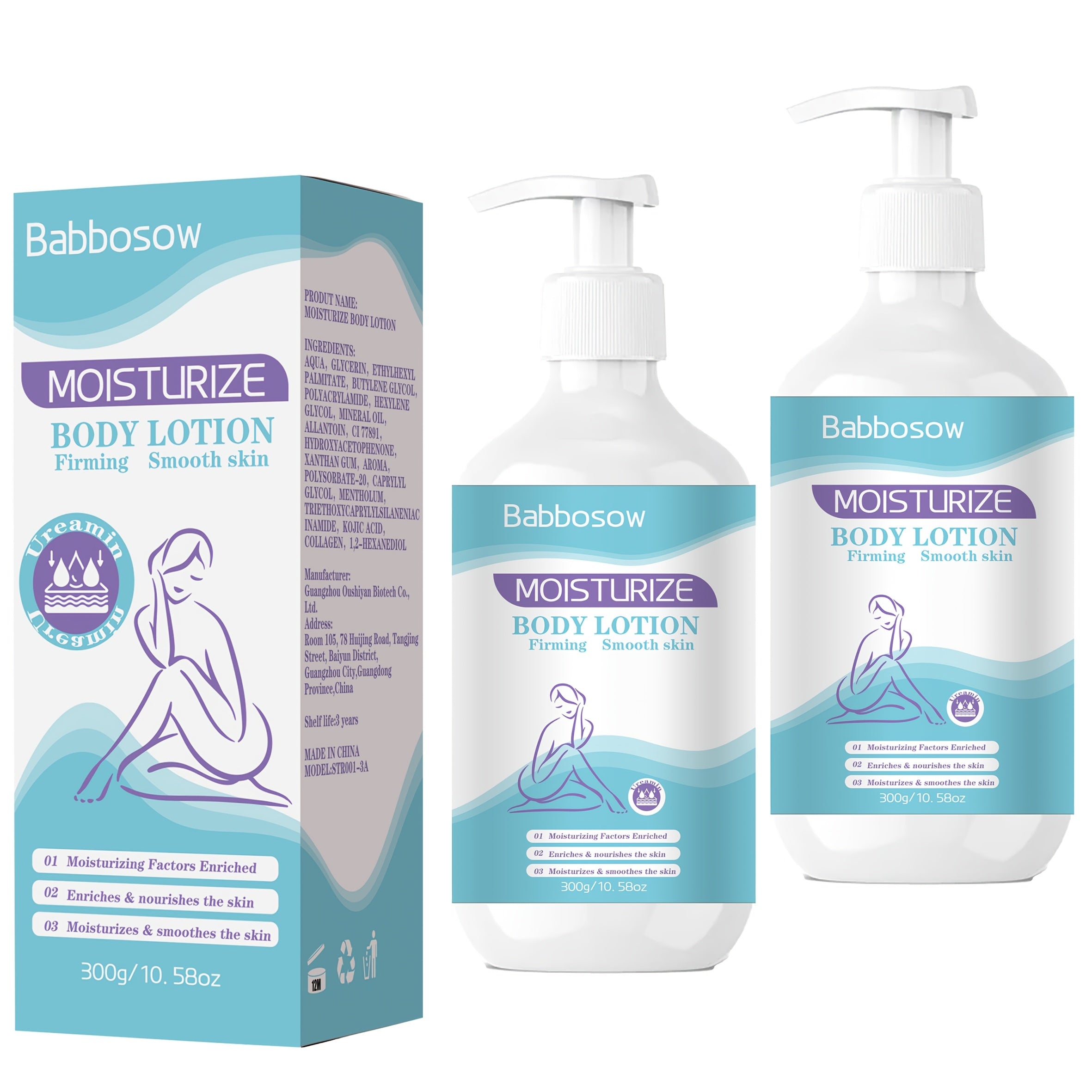 2pcs Moisturizing Body Lotion, Rich In Collagen, Nicotinamide And Glycerin Ingredients. Body Lotion Moisturizer | Best Used After Bathing | Large Capacity Family Pack Light Beige Light Beige Type|300g\u002F 10.58oz*2|Christmas Gift, Halloween Gift, New