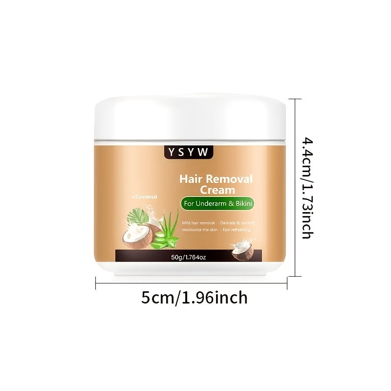 Single-use, 6-month Long-lasting Smoothness, Cooling and Icy Sensation, a Summer Essential. 50G Coconut Hair Removal Cream for Both Men and Women, Quick Hair Removal, Easy Application, Instant Results, Semi-permanent Hair Removal, Smooth with No