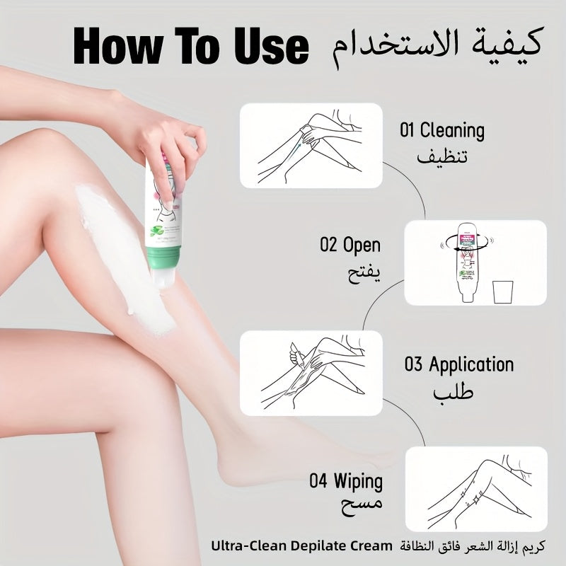 3-Month Long-Lasting Hair Removal Cream | Aloe and Avocado, Rotating Brush Head and Scraper, Instant Hair Removal, Smooth and Leave-No-Residue, Ideal for Armpits, Face, Lips, Legs, and Private Areas, Portable, Perfect for Gifts