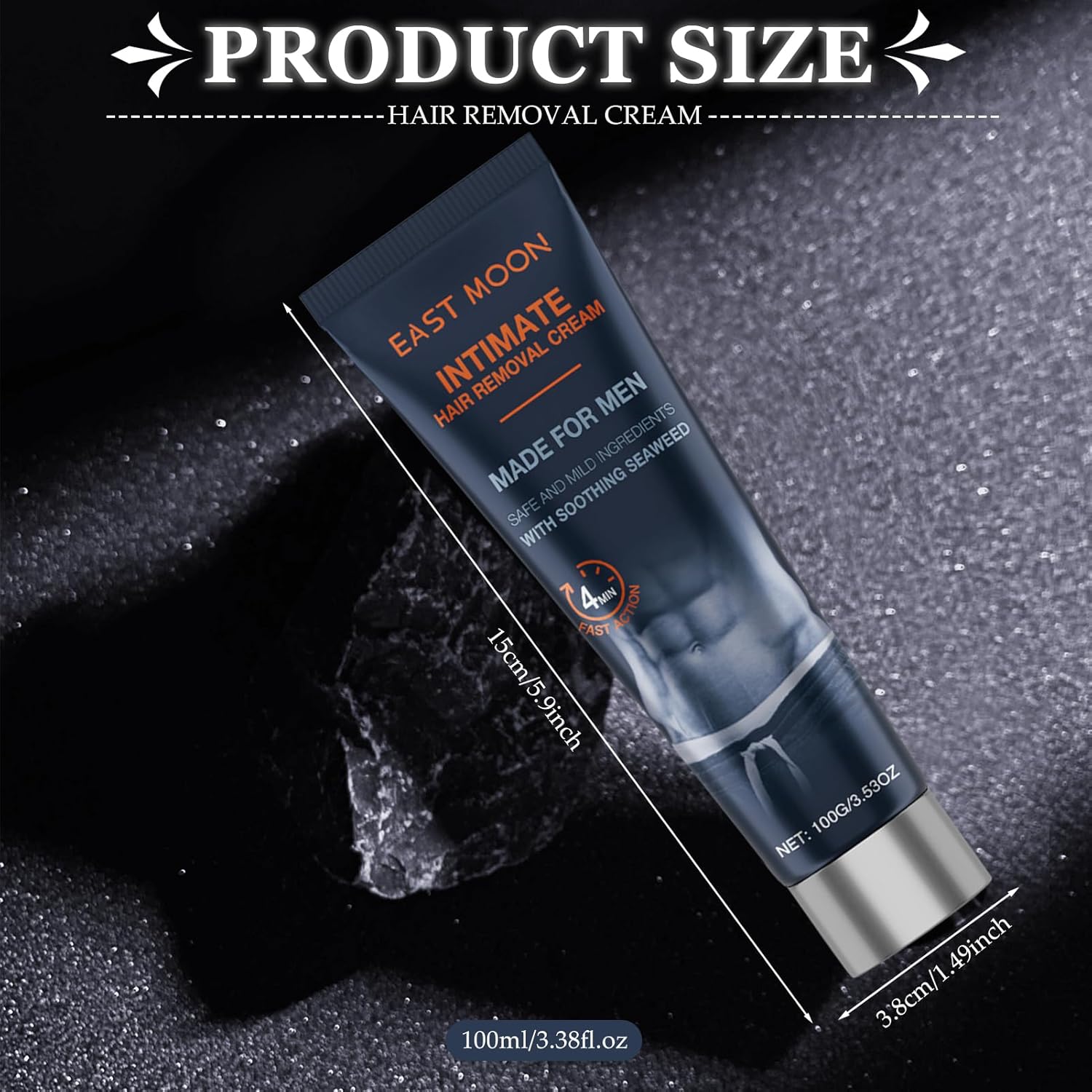 Men'S Depilatory Hair Care Cream, Body for Smooth Skin, Gentle Skin Care for Legs, Chest, Back And Underarm, 3.38oz