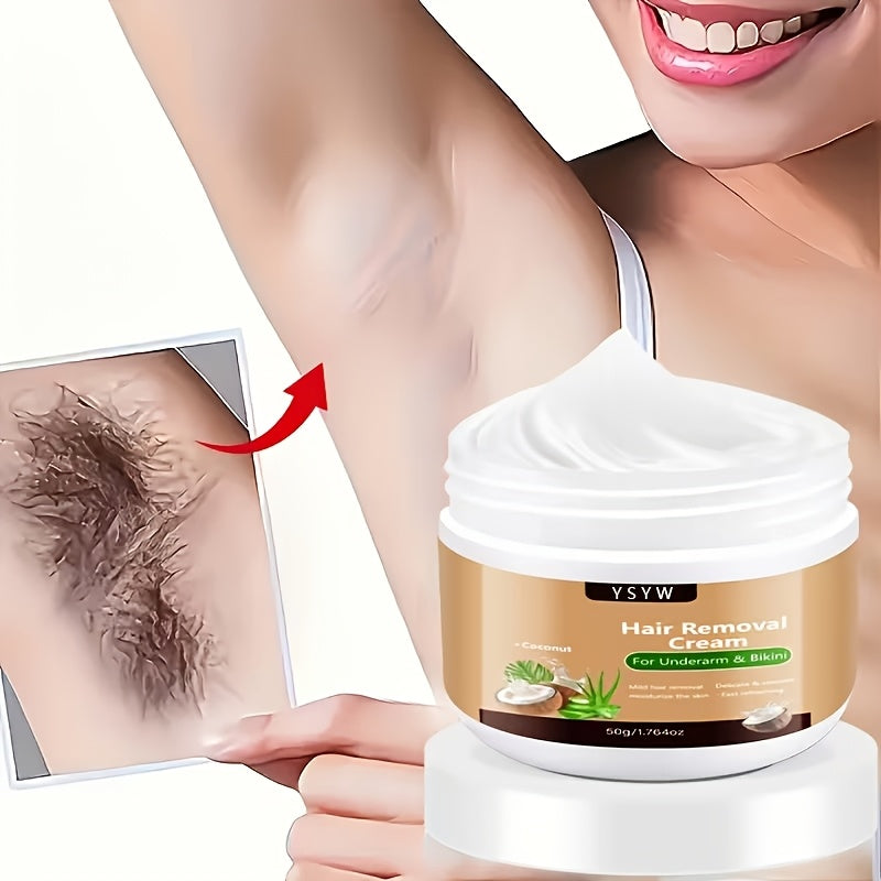 Single-use, 6-month Long-lasting Smoothness, Cooling and Icy Sensation, a Summer Essential. 50G Coconut Hair Removal Cream for Both Men and Women, Quick Hair Removal, Easy Application, Instant Results, Semi-permanent Hair Removal, Smooth with No