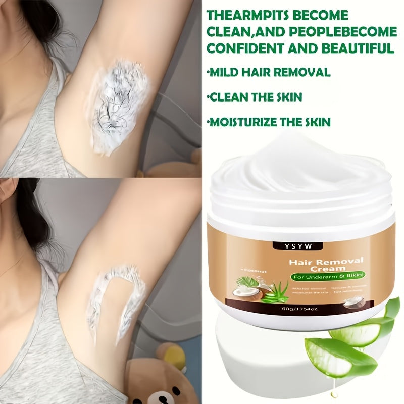 Single-use, 6-month Long-lasting Smoothness, Cooling and Icy Sensation, a Summer Essential. 50G Coconut Hair Removal Cream for Both Men and Women, Quick Hair Removal, Easy Application, Instant Results, Semi-permanent Hair Removal, Smooth with No