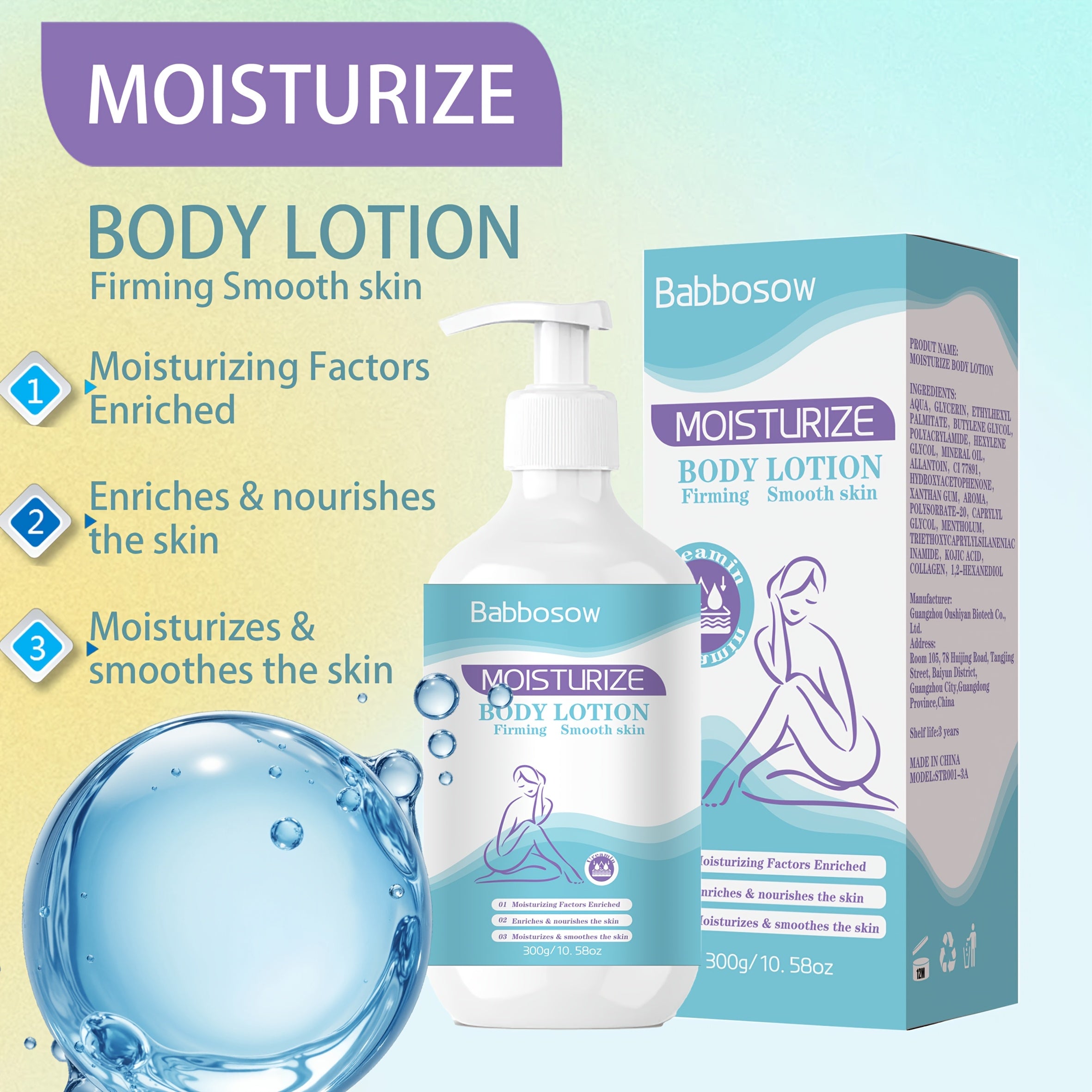 300g\u002F 10.58oz Collagen Moisturizing Body Lotion, Rich In Collagen, Nicotinamide And Glycerin. Best Used After Bathing. Large Capacity for Household Use. Suitable for All Skin Types. Light Beige Skin Type. Skin Care Product. Winter Skin Care.