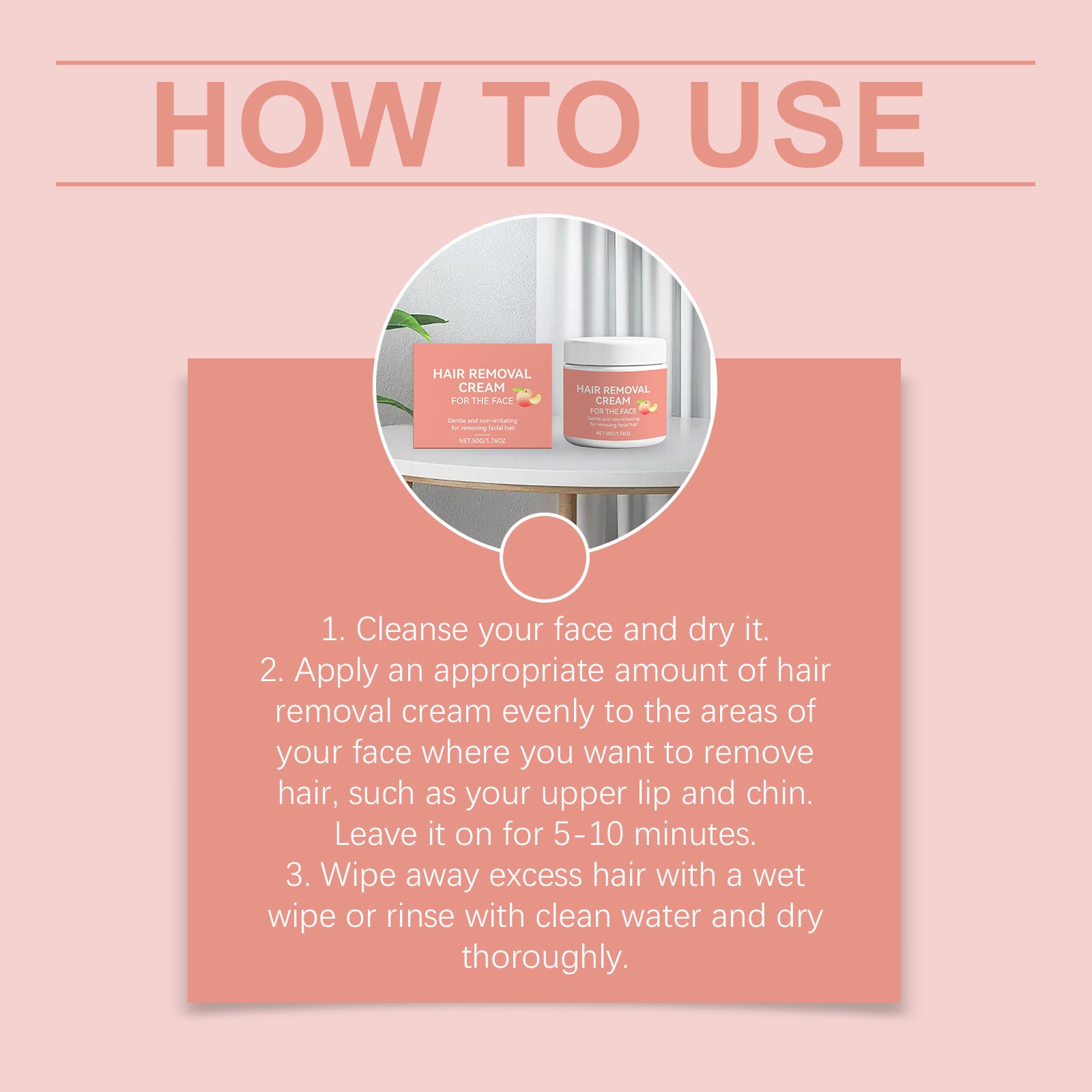 4pcs Suitable for Skin Types Facial Hair Removal Cream - Gentle for Lips & Face Care, Light Peach Fragrance, Spring Summer Hair Remover Gel for Lip Hair & Body, for &, Smooth Skin