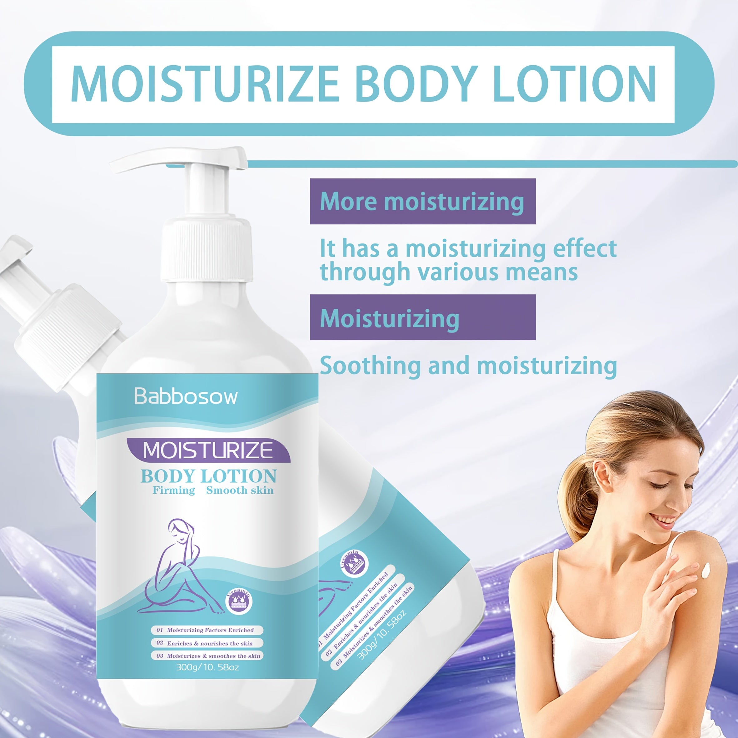 300g\u002F 10.58oz Collagen Moisturizing Body Lotion, Rich In Collagen, Nicotinamide And Glycerin. Best Used After Bathing. Large Capacity for Household Use. Suitable for All Skin Types. Light Beige Skin Type. Skin Care Product. Winter Skin Care.