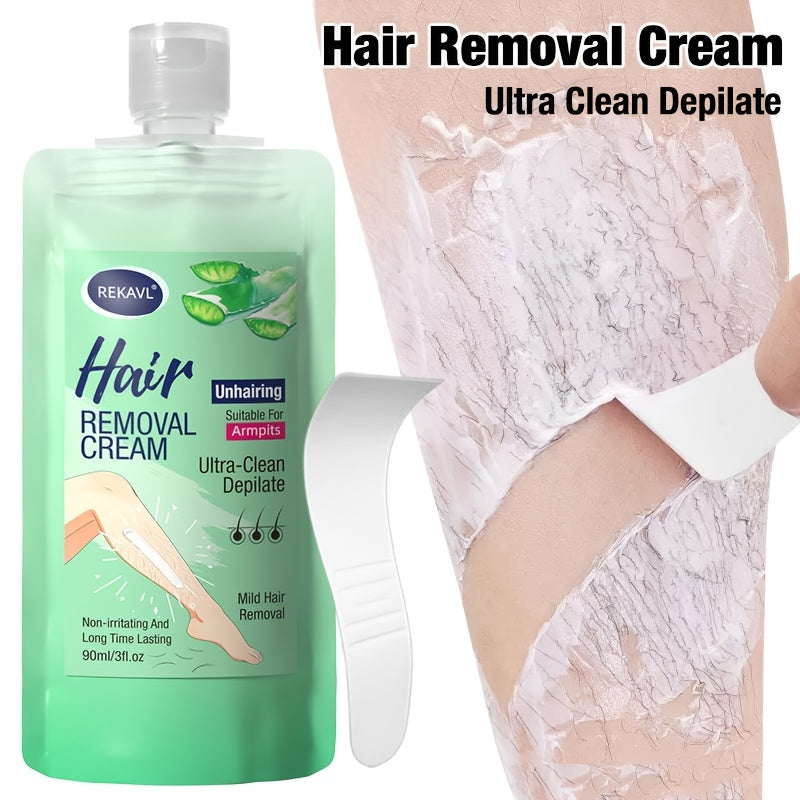 Leg Ultra-Clean Hair Removal Cream Fast Clean Long-Lasting Summer Hair Removal No Black Spots Multi-Area Use with Scraper Gentle Hair Removal with Aloe Vera Coconut Oil Plant-Based Ingredients Underarm Legs Hands Arms Body Intimate Full Body Hair Re