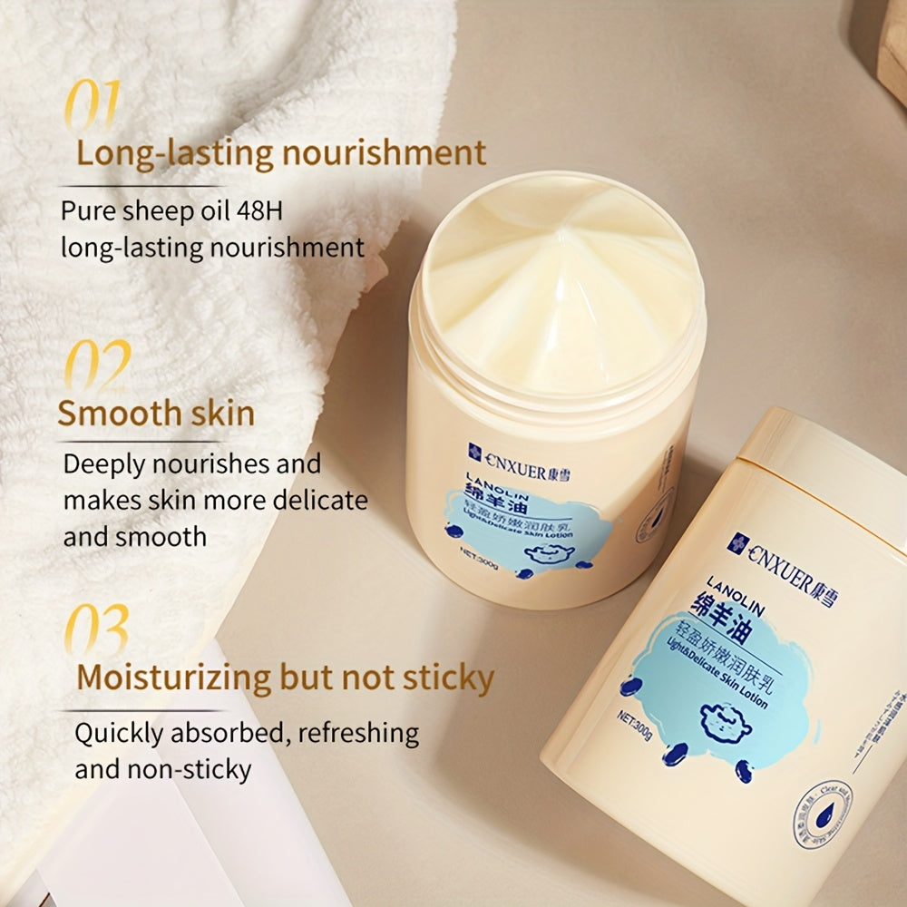 Sheep Oil Lightweight Moisturizing Lotion - Deep Hydration, Smooth Skin, Apply All Over Body After Shower, Contains Niacinamide, Aloe, Avocado Skincare Ingredients