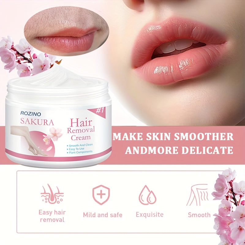 Instant Clean, Instant Smoothness - Women's Cherry Blossom Scented Intensive Hair Removal Cream 50g. Gentle Ingredients, Painless and Non-irritating Hair Removal. Quick 5-minute Hair Removal Without Damaging the Skin. Instant Hair Removal