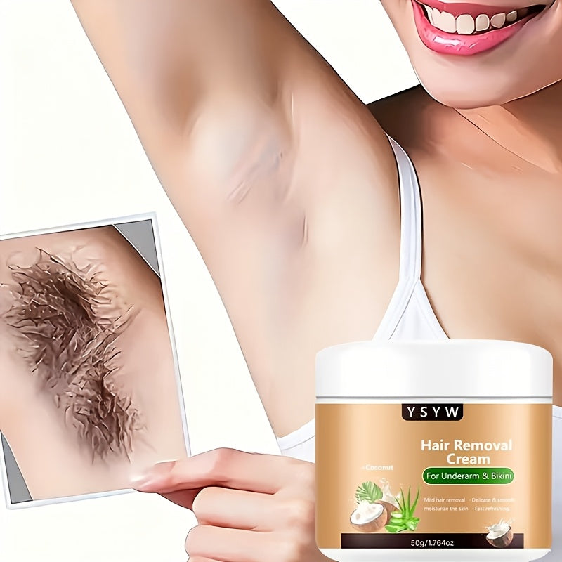 Single-use, 6-month Long-lasting Smoothness, Cooling and Icy Sensation, a Summer Essential. 50G Coconut Hair Removal Cream for Both Men and Women, Quick Hair Removal, Easy Application, Instant Results, Semi-permanent Hair Removal, Smooth with No