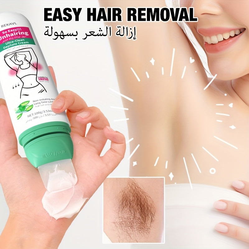 3-Month Long-Lasting Hair Removal Cream | Aloe and Avocado, Rotating Brush Head and Scraper, Instant Hair Removal, Smooth and Leave-No-Residue, Ideal for Armpits, Face, Lips, Legs, and Private Areas, Portable, Perfect for Gifts